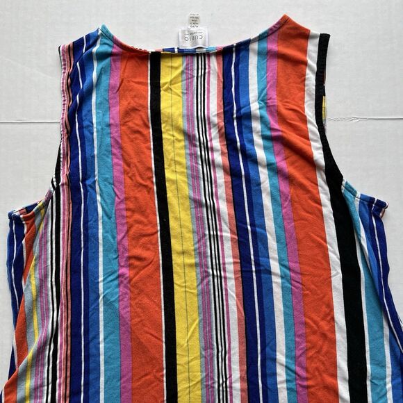 Cupio Colorful Multicolored Striped Sleeveless Mini Dress With Pockets Petite L - Picture 4 of 8